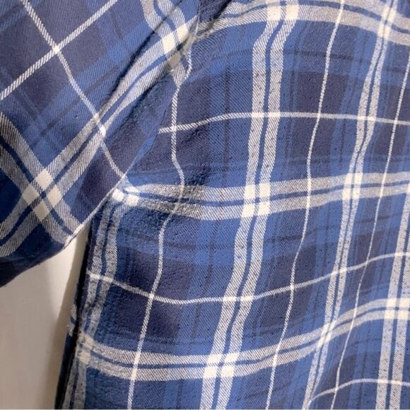 Forcefield Blue Plaid Snap Front Insulated Work Shirt Jacket Shacket M - Picture 10 of 16